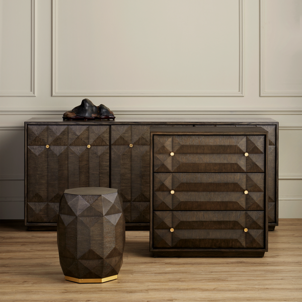 Kendall Dove Gray Chest – Contemporary Oak Design with Polished Brass Accents & Soft-Close Drawers