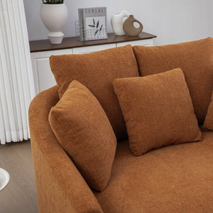 English Elm 56.3'' Oversized Barrel Lounger Chenille Cuddle Chair with Pocket Spring Deep Seat Orange W3118S00036
