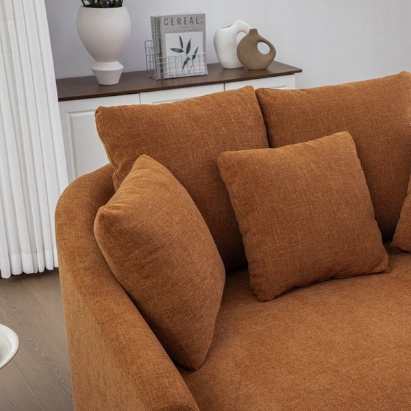 English Elm 56.3'' Oversized Barrel Lounger Chenille Cuddle Chair with Pocket Spring Deep Seat Orange W3118S00036
