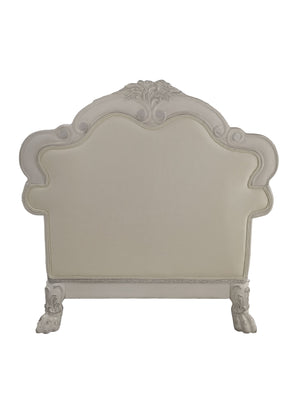 English Elm Dresden Tufted Faux Leather Accent Chair in Bone White with Pocket Coil Seat & 2 Plush Pillows B2726P285352