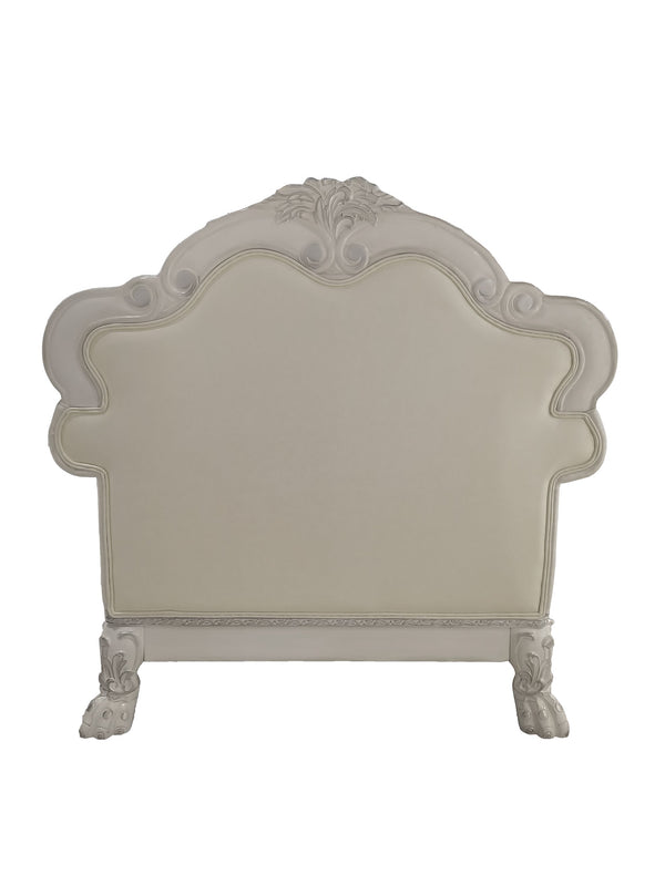 English Elm Dresden Tufted Faux Leather Accent Chair in Bone White with Pocket Coil Seat & 2 Plush Pillows B2726P285352