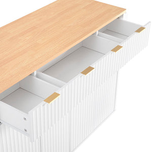English Elm K&k Fluted Rolling Kitchen Island Faux Marble Top Power Outlet Storage Drawers White N707P353945W