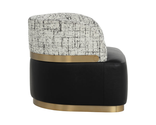 Sunpan Brinda Swivel Lounge Chair - Elegant Mid-century Design With Gold Stainless Steel Accents Black Fabric ,Faux Leather 111447