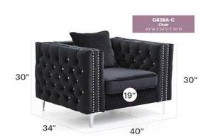 English Elm Sleek Track Arm Accent Chair with Black Finish for Modern Living or Reading Nooks B078108461