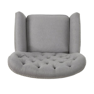 English Elm Christopher Knight Home® - Modern Light Grey Fabric Push Back Recliner with Rivet Accents, Ergonomic Support, Plush Cushioning for Living Room Comfort 61370.00LGRY
