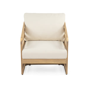 English Elm Christopher Knight Home® - Royal Acacia Wood 4-Piece Patio Chat Set with Teak Finish, Water-Repellent Beige Cushions, Durable N773OC00029B