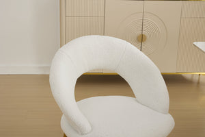 English Elm 061-Set Of 1 Cozy Teddy Fabric Dining Chair With Curved Backrest & Chic Gold Legs For Modern Spaces W527P255479