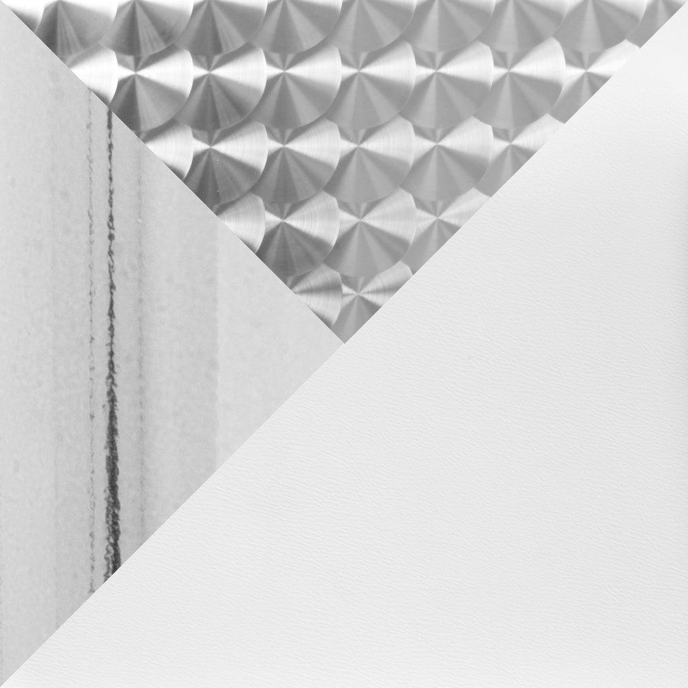 English Elm Bistro Contemporary Adjustable Bar Set by LumiSource – 3-Piece White PVC Seats, Chrome Frame, Oval Footrest B202S01514