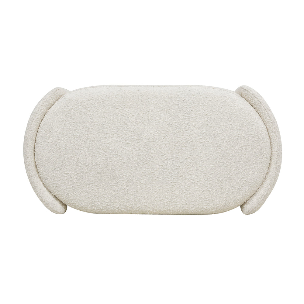 English Elm Jennifer Taylor Home - Fuji 43" Upholstered Oval Storage Bench in Ivory Bouclé — Handmade Solid Birch Frame, 3-Compartment B2719P238462