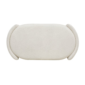 English Elm Jennifer Taylor Home - Fuji 43" Upholstered Oval Storage Bench in Ivory Bouclé — Handmade Solid Birch Frame, 3-Compartment B2719P238462