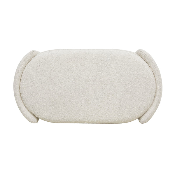 English Elm Jennifer Taylor Home - Fuji 43" Upholstered Oval Storage Bench in Ivory Bouclé — Handmade Solid Birch Frame, 3-Compartment B2719P238462