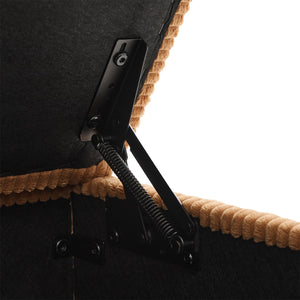 English Elm UNITED Corduroy L-Shaped Sectional Sofa with Storage Ottoman, USB Ports, Cup Holders & LED Lighting Mustard yellow W1568P332403