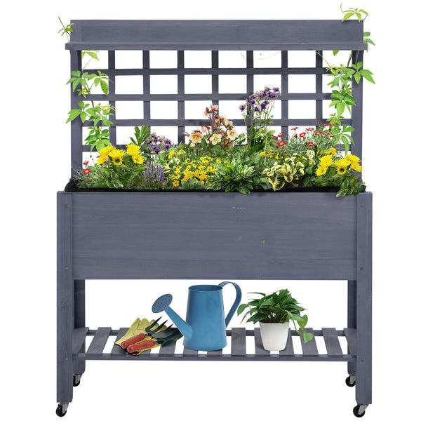 English Elm Outsunny Elevated Wooden Raised Garden Bed with Legs for Vegetables Herbs Flowers, Self-Draining, Ergonomic Height, Easy Assembly Gray W2225P229223