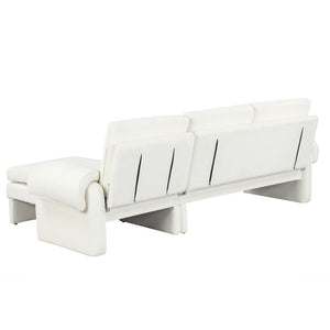 English Elm 94.1" Convertible Futon Sofa Bed L-Shaped Chenille Sleeper with Reversible Chaise, Adjustable Backrest and Pillows Beige N719S001770A