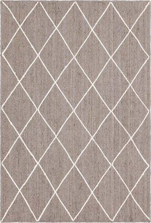 Unique Loom Braided Jute Trellis Hand Braided Solid Rug Gray, Ivory 6' 1" x 9' 0"