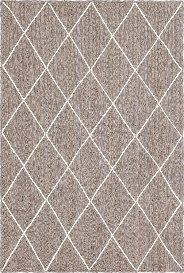 Unique Loom Braided Jute Trellis Hand Braided Solid Rug Gray, Ivory 6' 1" x 9' 0"