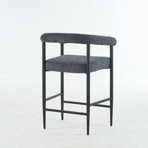 English Elm Modern Upholstered Bar Stools with Boucle Fabric and Armrests, Sturdy Metal Frame, Ergonomic Comfort DARK GREY W1901P264275