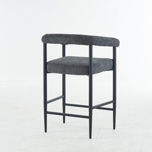 English Elm Modern Upholstered Bar Stools with Boucle Fabric and Armrests, Sturdy Metal Frame, Ergonomic Comfort DARK GREY W1901P264275