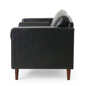 English Elm Club Chair Button Tufted Waffle Stitch Upholstery Birch Legs Mid Century Accent N776P389472B