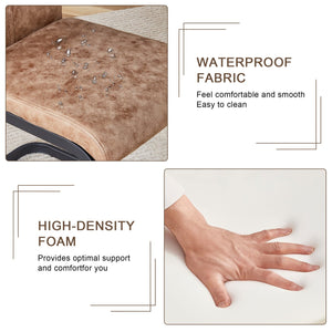 English Elm 1 Contemporary Dining Set With Clear Tempered Glass Table & 6 Brown Fabric Chairs For Modern Homes W1151S04028