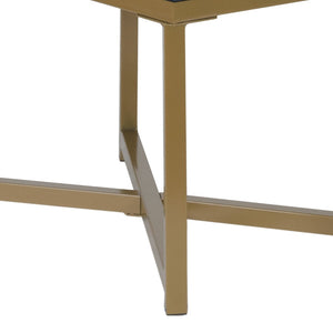 English Elm Metal X-base Bench Tufted Navy Velvet Seat Gold Frame Bedroom Entryway Glam Blue+Gold B056P417121