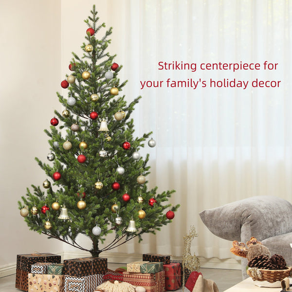 English Elm Homcom 6Ft Realistic Cedar Christmas Tree With 1933 Tips, Easy Setup & Safe Flame-Retardant Design W2225P249640
