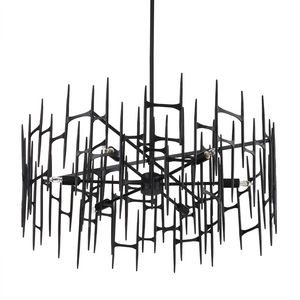 Attingham Black Chandelier - Striking Wrought Iron Design, Adjustable Height, Industrial Elegance