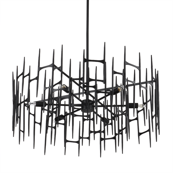Attingham Black Chandelier - Striking Wrought Iron Design, Adjustable Height, Industrial Elegance