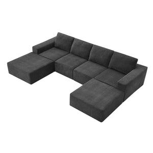 English Elm 110*72" Modular U Shaped Sectional Sofa with Plush Chenille, Deep Seats, No Assembly Dark Gray N723S0614E