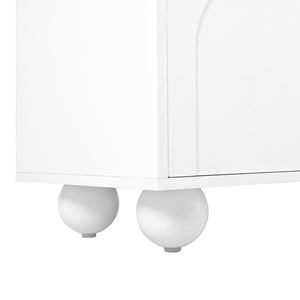 English Elm ON-TREND Cream TV Stand 69.6” with Arched Doors, 2 Drawers, Rebound Soft-Close & Stylish Round Legs White N721P205779K