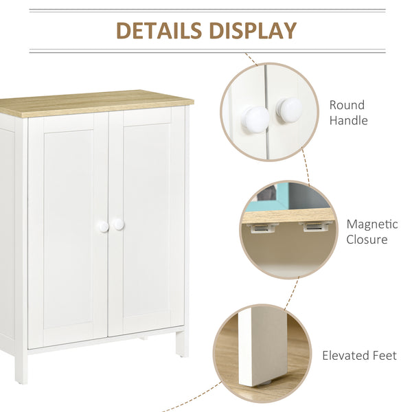 English Elm Homcom Modern Storage Cabinet With Adjustable Shelves, Stylish Double Door Cupboard For Any Space W2225P200527