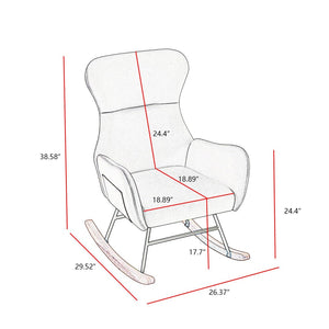 English Elm Beige Teddy Fabric Rocking Armchair with High Back for Nursery or Living Room W3985P400394