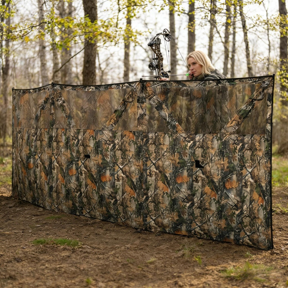 English Elm 3-panel Camo Hunting Blind with See-through Mesh and Instant Hub Frame Deployment T3971P486698