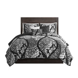 Madison Park Vienna Transitional 6 Piece Printed Cotton Quilt Set with Throw Pillows MP13-7959 Black