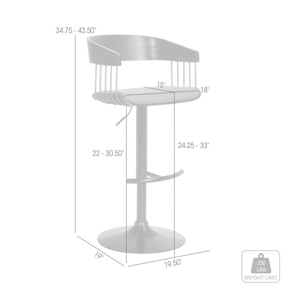English Elm Larisa Adjustable Swivel Barstool Gray Faux Leather Seat Industrial Metal Frame B2736P464844