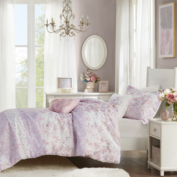 English Elm Floral Paisley Comforter Set Twin/Twin XL - Soft Microfiber, Anti-Microbial, Decorative Pillows Pink 19.68 L x 12.99 W x 6.3 H B035P294217