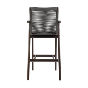 English Elm Dastel Outdoor Dark Eucalyptus Wood Gray Rope Stool — Counter 26" or Bar 30", Solid, Preassembled B2736P268540