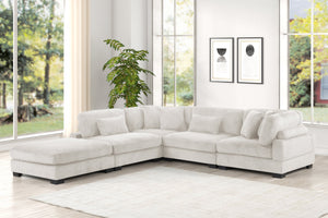 English Elm Bentley Modern Modular Sectional In Cream Corduroy - Versatile L-Shaped Seating For Stylish Comfort B009S02136
