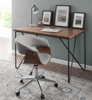 English Elm Task Chair with Chrome Five Star Base Grey Fabric Seat for Modern Home Office Use B202P474198