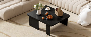 English Elm U-Can Modular Minimalist Coffee Table Set with Versatile Splicing Design, Durable MDF, Easy Assemble Black N724P232174B