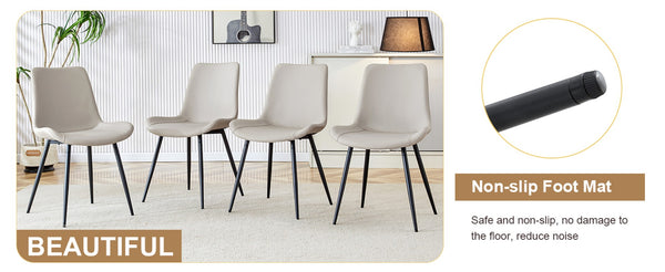 English Elm Table Set With Modern Grey Marble Mdf Top & Cushioned Chairs - Stylish, Durable, And Easy To Assemble W1151S03989-GIGA