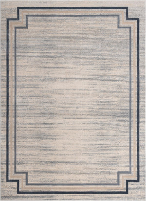 Unique Loom Oasis Fountain Machine Made Border Rug Gray, Ivory/Beige/Navy Blue 9' 0" x 12' 2"