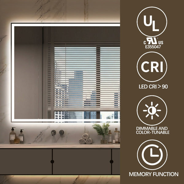 English Elm 48 in Led Vanity Wall Mirror Dimmable Anti-fog Copper-free Glass Spa Bath W2709P433629
