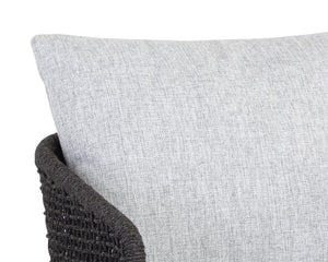 Sunpan Capri Outdoor Counter Stool - Stylish Barrelback Design with Durable Teak Wood and Weather-Resistant Cushions Smoke Grey / Copacabana Marble