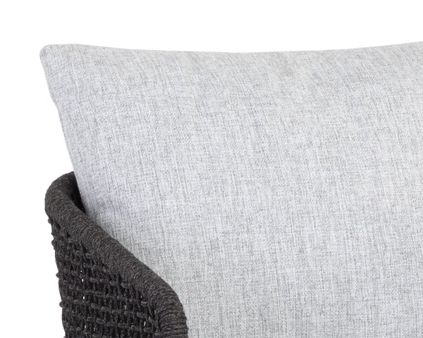 Sunpan Capri Outdoor Counter Stool - Stylish Barrelback Design with Durable Teak Wood and Weather-Resistant Cushions Smoke Grey / Copacabana Marble