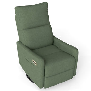 English Elm Power Swivel Velvet Recliner with 270 Degree Rotation Compact Nursery Living Room Glider W1028P463301