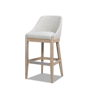 English Elm Jennifer Taylor Home - Newport 30.5" Coastal Curved Back Barstool Gray Upholstered Counter Height Rustic Poplar Finish Chic Comfort B2719P391775