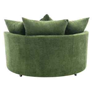 English Elm Orisfur. 360° Swivel Barrel Chair with Storage Ottoman, Plush Chenille, Pocket Spring Seat, 4 Pillows Green WF323718AAF