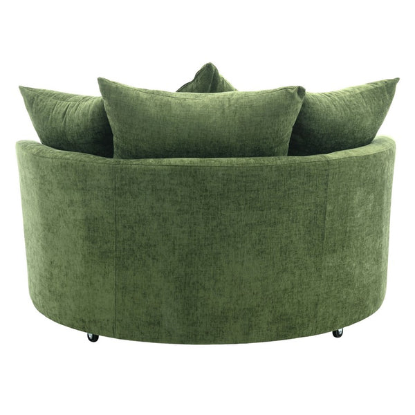 English Elm Orisfur. 360° Swivel Barrel Chair with Storage Ottoman, Plush Chenille, Pocket Spring Seat, 4 Pillows Green WF323718AAF