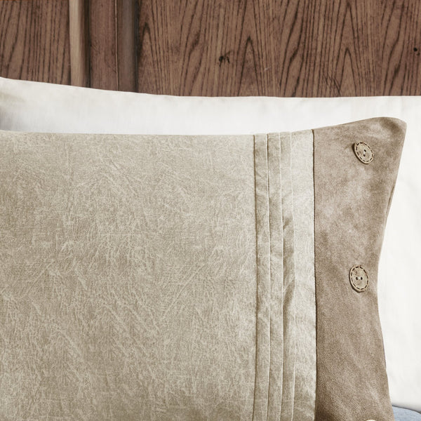 English Elm 7 Piece Faux Suede Comforter Set – Madison Park Boone Lodge Style King Ensemble with Embroidered Pillows Tan 19.49 L x 14.96 W x 13.78 H B03597131